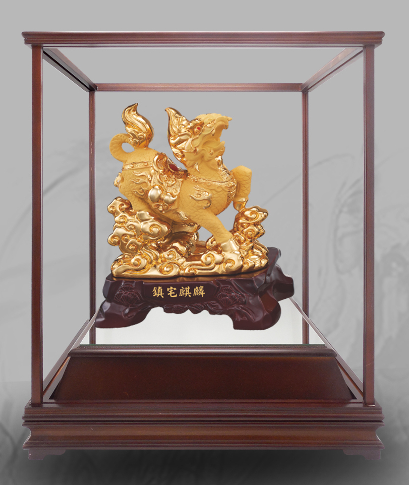 鎮宅麒麟絨沙金藝品,招財擺飾