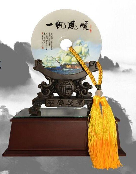 一帆風順平安扣獎座,玉石獎座