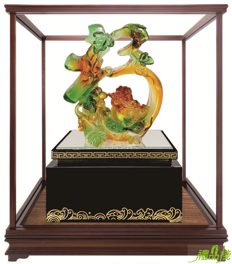 金蟾祝福櫥窗藝品,水琉璃藝品,櫥窗藝品,藝品台中,藝品批發,開運招財藝品