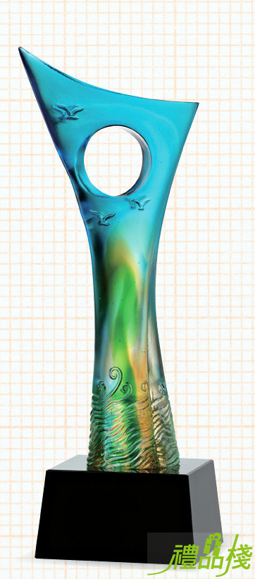 琉璃獎盃-海闊天空,琉璃獎座,水晶琉璃獎座,琉璃禮品