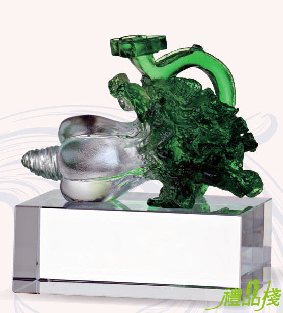 琉璃文鎮獎座-翠玉白菜,琉璃獎盃,琉璃獎座,琉璃獎牌,琉璃禮品,琉璃獎牌 台中,琉璃水晶獎座,琉璃獎盃