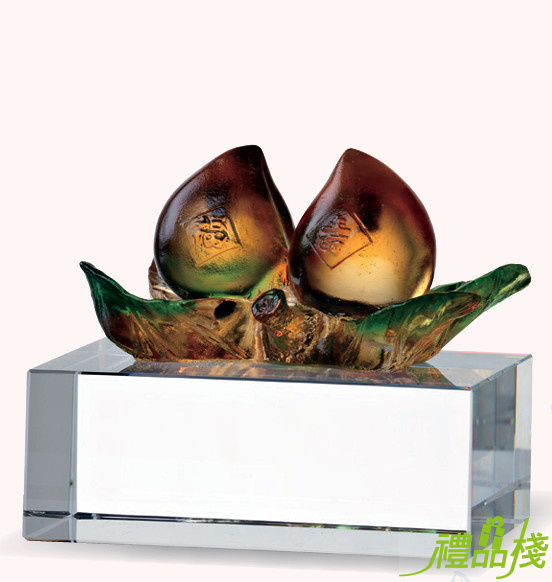 琉璃文鎮獎座-福壽,琉璃獎座,水晶琉璃獎座,琉璃獎盃,琉璃藝品
