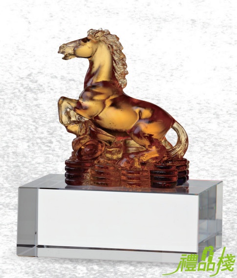 琉璃文鎮獎座-馬到成功,琉璃獎座,琉璃獎牌獎座,水晶琉璃獎座
