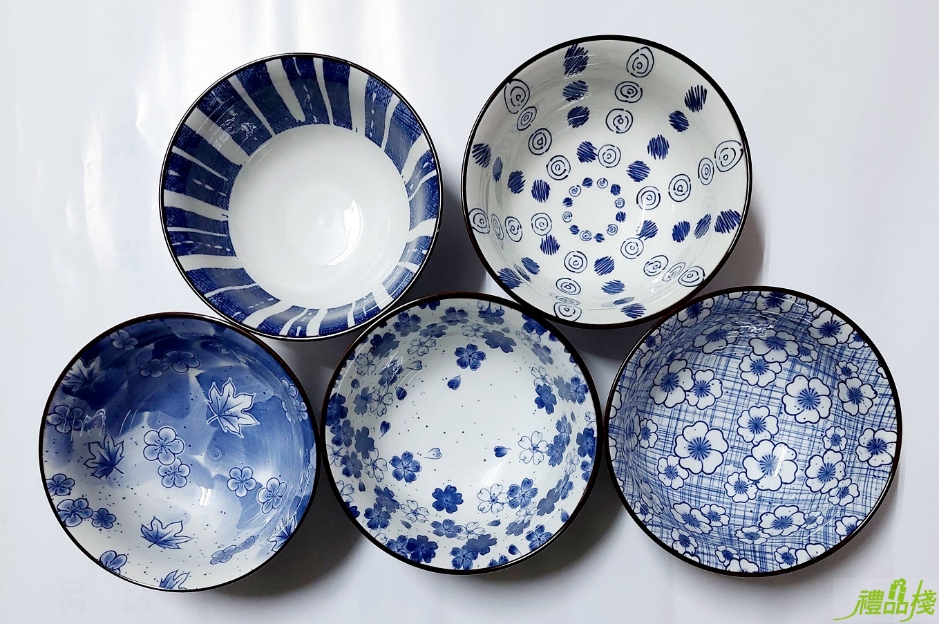 美濃燒點心碗五入,餐盤組,點心碗,餐具組,泡麵碗,泡麵碗陶瓷,泡麵碗微波