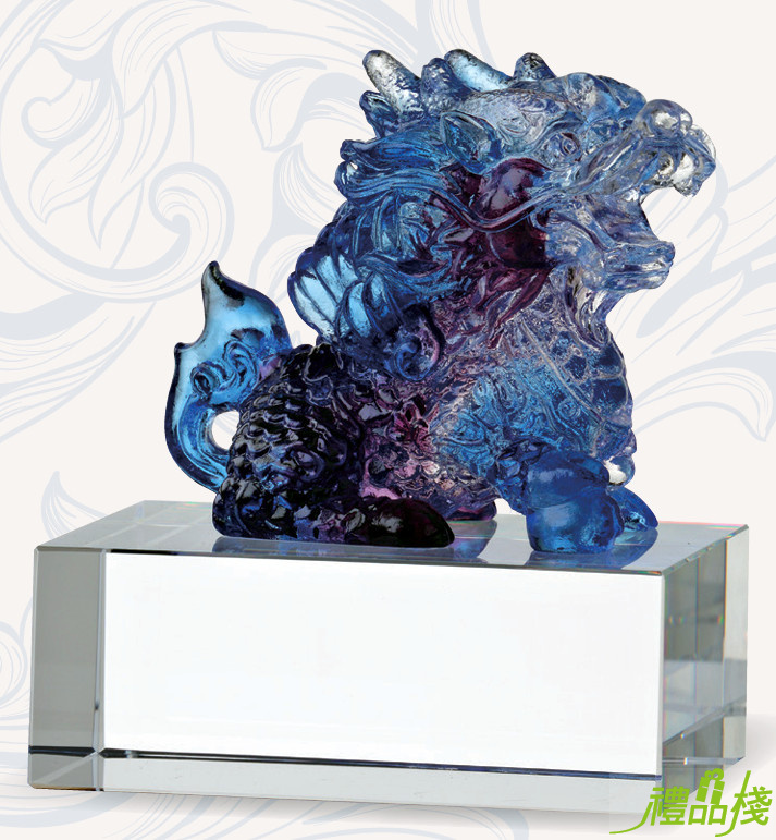 琉璃文鎮獎座-麒麟,小獎盃,琉璃文鎮獎座,水晶琉璃獎座,琉璃獎盃