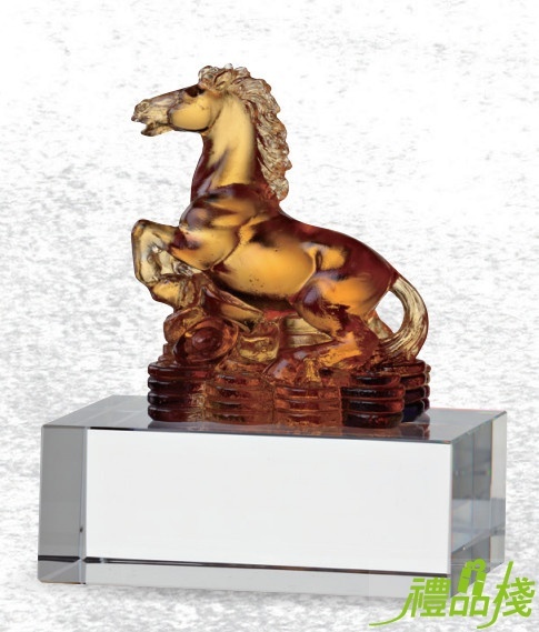 琉璃文鎮獎座-馬到成功,琉璃獎座,琉璃獎牌獎座,水晶琉璃獎座