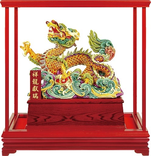 彩陶藝品,櫥窗藝品,祥龍獻瑞(手工彩陶)