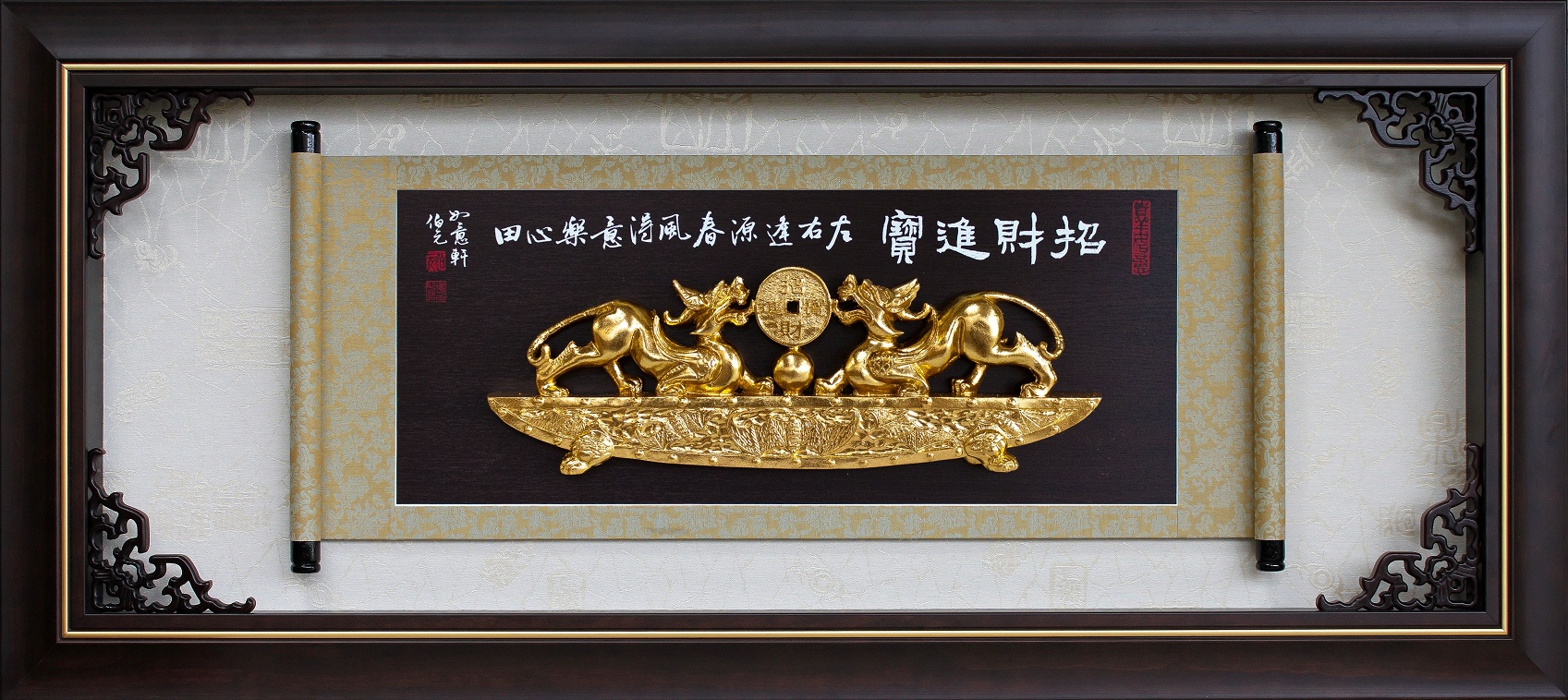 招財貔貅-金雕畫,開運開業招財金箔賀匾,掛飾獎牌
