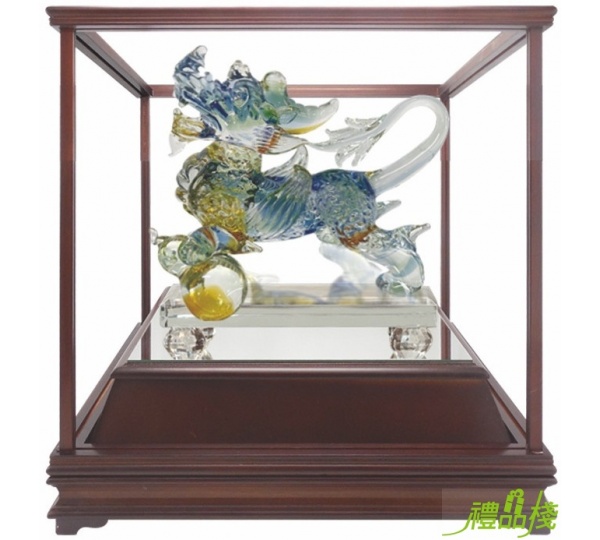 賜福麒麟琉璃藝品,琉璃台中,琉璃獎座,琉璃獎牌,琉璃藝術品,琉璃禮品,水晶琉璃藝品,藝品批發