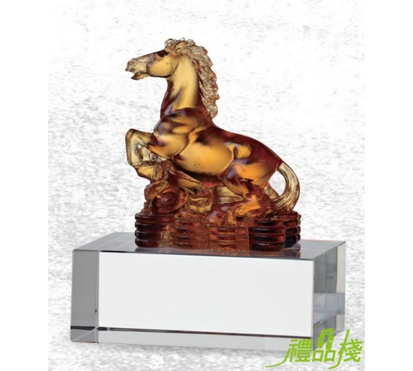 琉璃文鎮獎座-馬到成功,琉璃獎座,琉璃獎牌獎座,水晶琉璃獎座