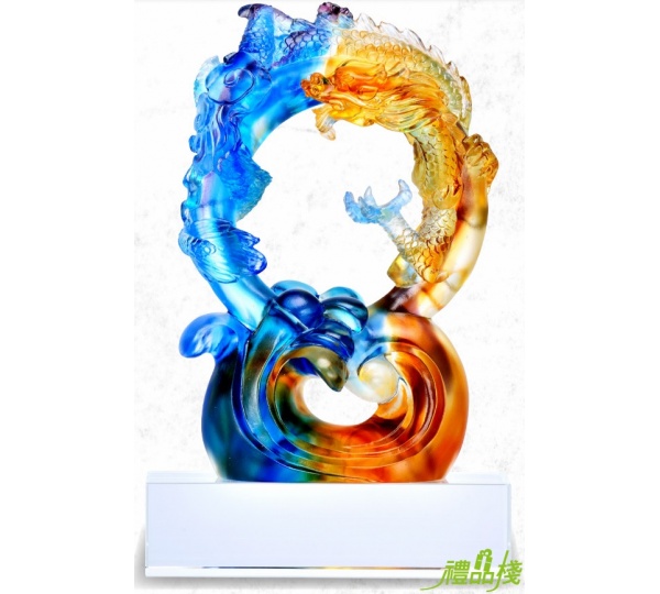 琉璃精品-龍騰瑞氣,琉璃獎座,琉璃獎牌獎座,琉璃禮品,水晶琉璃獎座,水晶琉璃藝品