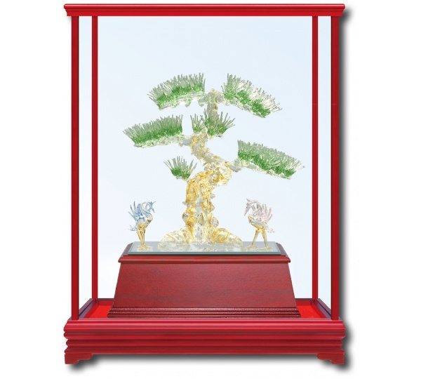 手工創作琉璃-松柏長青,琉璃藝品,櫥窗藝品