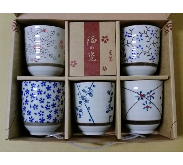 唐草五入湯吞杯,陶瓷杯,杯子,馬克杯,陶瓷茶杯,茶杯組,瓷杯