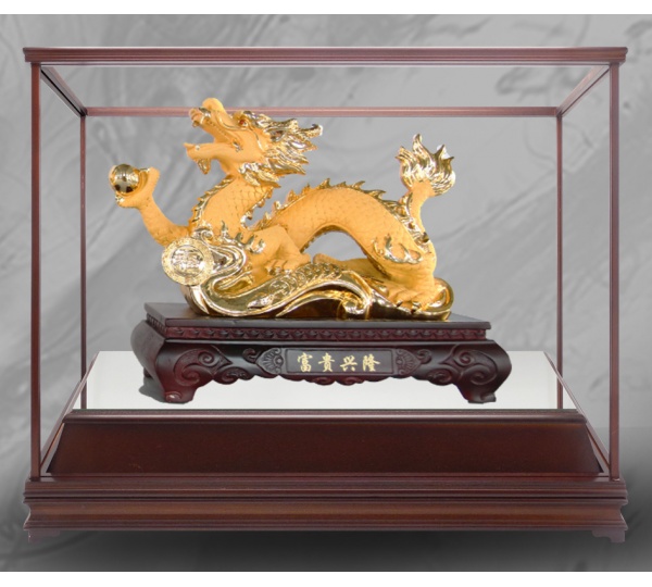 祥龍添福絨沙金藝品,金雕藝品