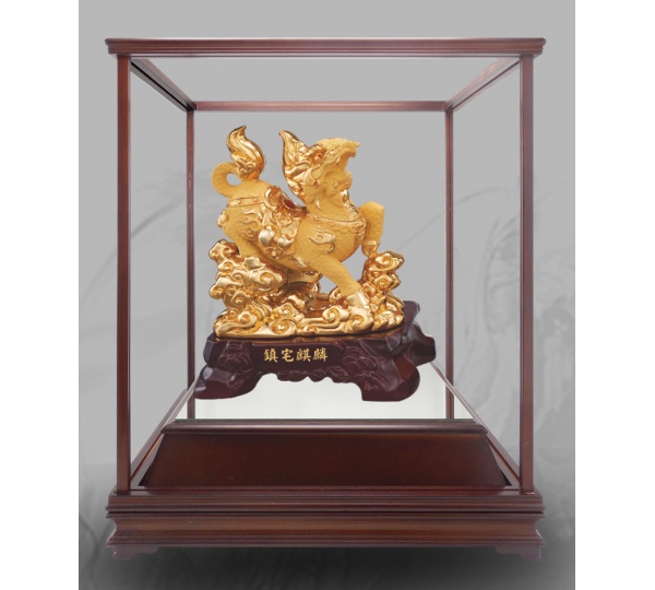 鎮宅麒麟絨沙金藝品,招財擺飾
