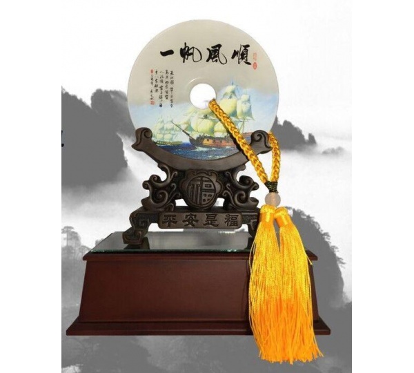 一帆風順平安扣獎座,玉石獎座