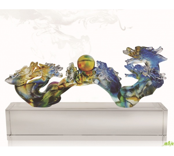 琉璃精品九龍如意,琉璃獎座,琉璃獎牌獎座,琉璃禮品,水晶琉璃獎座,水晶琉璃藝品