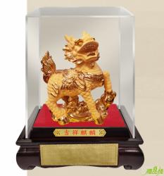 吉祥麒麟絨沙金藝品,沙金藝品,立體金箔藝品,造型藝品,漆線雕藝品,金雕藝品