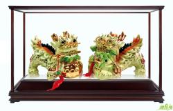 黃釉麒麟陶藝品,交趾擺飾,陶瓷麒麟,櫥窗藝品,冷彩陶藝品,彩繪藝品,交趾陶禮品