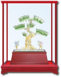 手工創作琉璃-松柏長青,琉璃藝品,櫥窗藝品