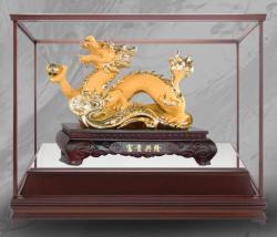 祥龍添福絨沙金藝品,金雕藝品