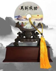 馬到成功平安扣獎座,藝品批發,玉石獎座
