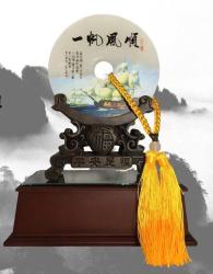 一帆風順平安扣獎座,玉石獎座