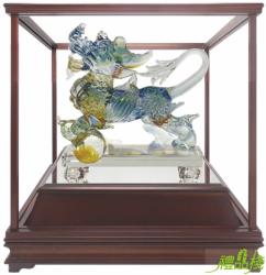 賜福麒麟琉璃藝品,琉璃台中,琉璃獎座,琉璃獎牌,琉璃藝術品,琉璃禮品,水晶琉璃藝品,藝品批發