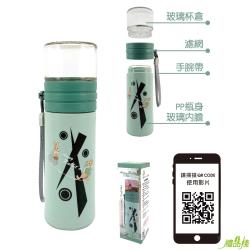 安妮兔健康反轉玻璃瓶,玻璃泡茶杯,隨行玻璃杯,雙層隔熱泡茶杯