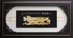 一路長紅(大金雕畫),立體金箔雕塑,開運藝品